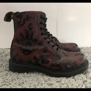 Cassidy Leather Skull Print Ankle Boots